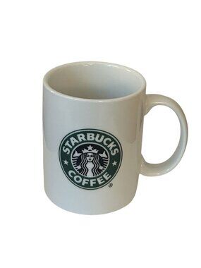 Starbucks White Ceramic Mug 2006 Green Logo 12 oz Diner Style Microwave & Dishwa
